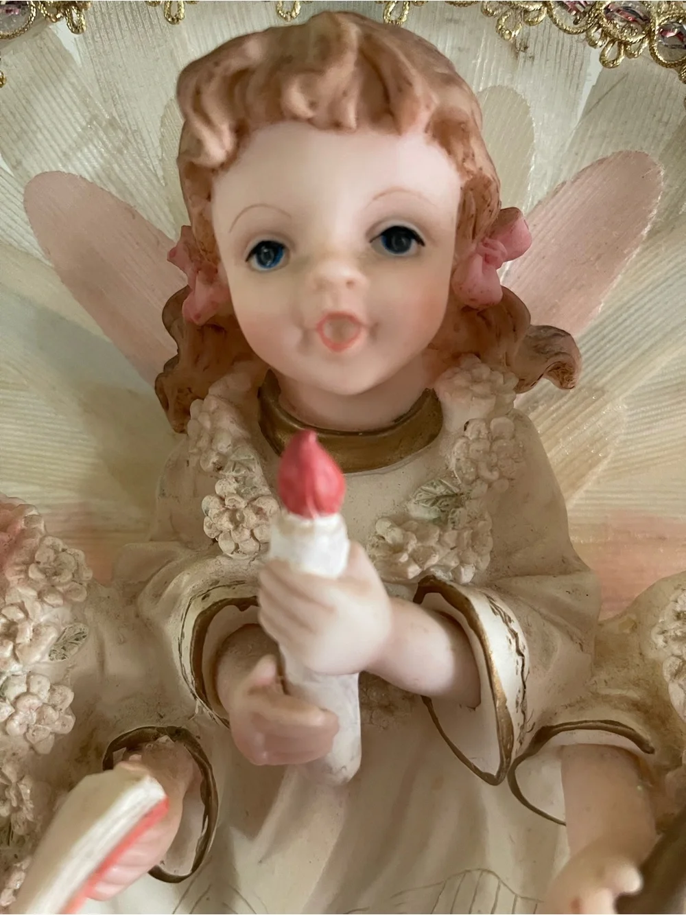 Eleco Fiber Optic Angel Figurine lights up and plays music 20th century